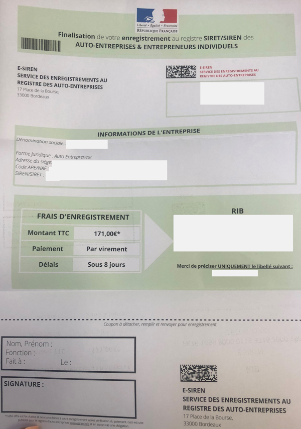 arnaque microentrepreneur document